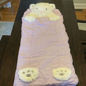 Pottery Barn Kids Adorable Purple Gingham Cat Sleeping Bag